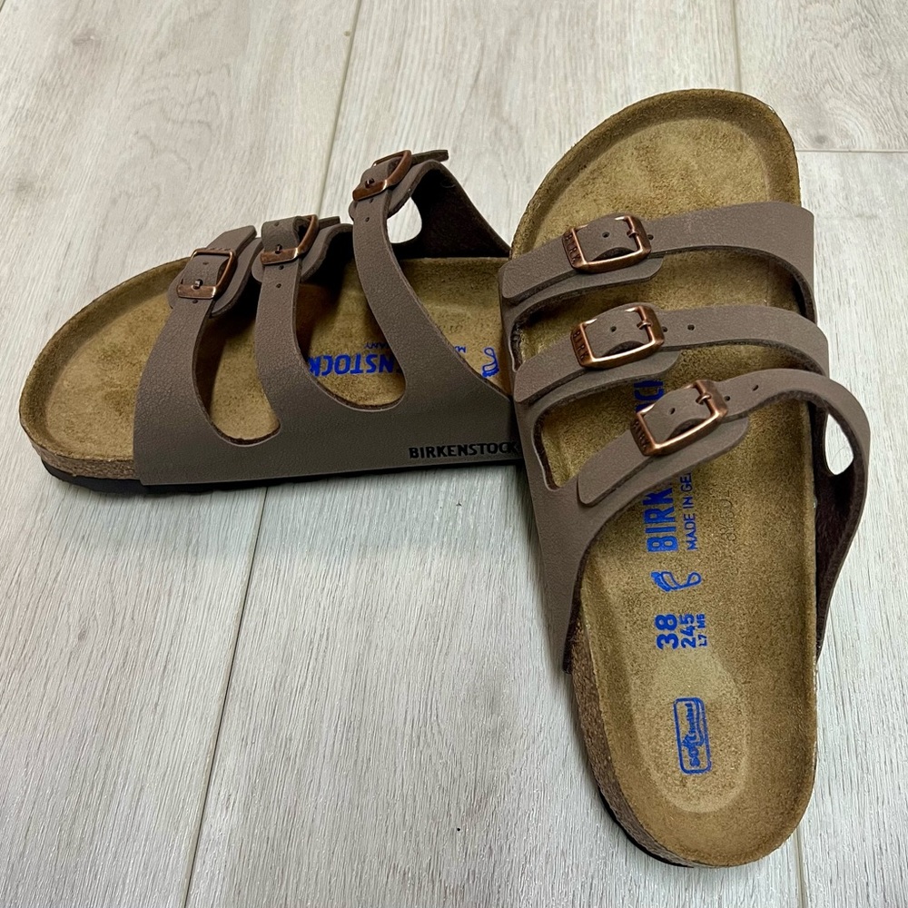 Birkenstock Florida Mocca Womens 7 BirkoFlor Soft Footbed Regular Sandals NEW
